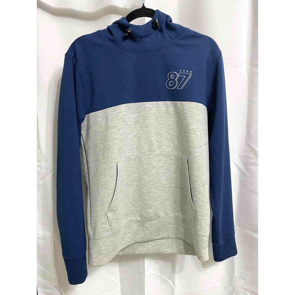 Aeropostale Aero 87 Men’s Size Small Colorblock Pullover Hoodie Blue Gray